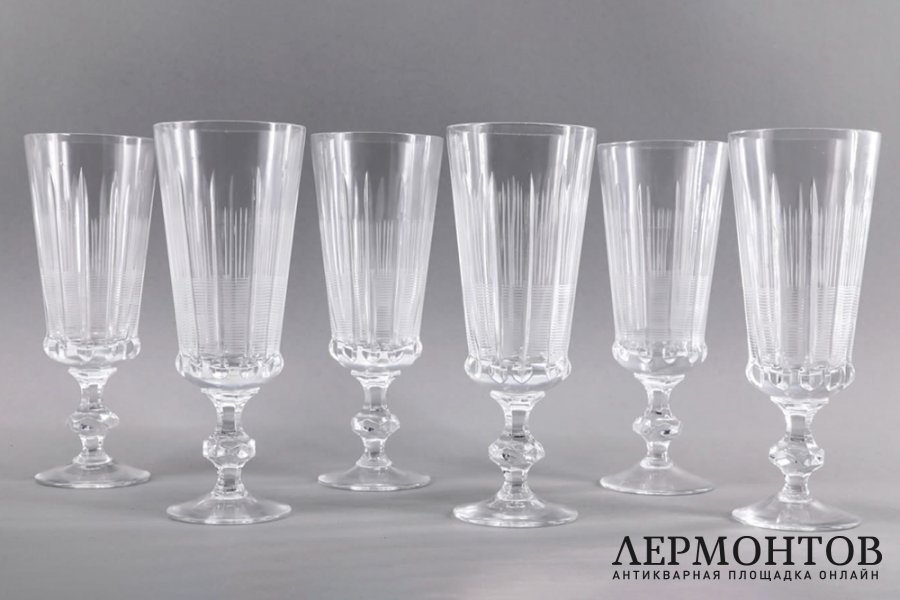 6 бокалов, Гвардейские. Хрусталь. СССР, Красный май, 1960-70е гг.