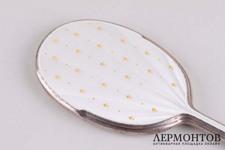 Дамское зеркальце. Серебро 925 пробы, эмаль. Англия, Бирмингем, 1956 г.