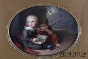 Пласт Дети с книгой. Фарфор, живопись. KPM. Германия