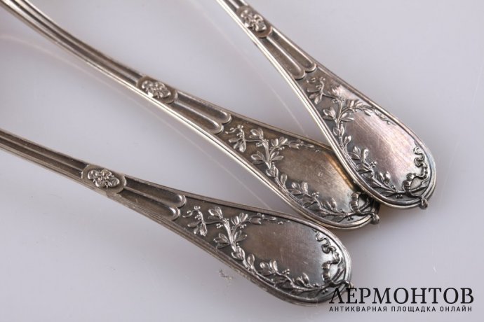 Набор чайный ложек P. Canaux. Серебро 950 пробы. Франция, XIX век