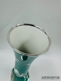Ваза для цветов в технике silver overlay. Фарфор, серебро, Rosenthal, Германия, 1-я половина 20 века