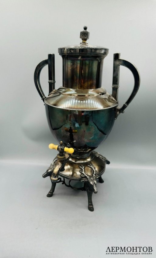 Бульотка с оленями. Металл, серебрение, Meriden Silver Plate Co., США, конец 19 века