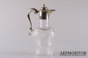 Графин. Серебро 925 пробы, хрусталь. 1901 год. Англия