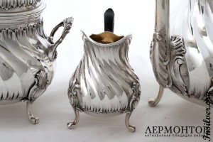 Чайно-кофейный сервиз Lapar. Серебро 950. Франция