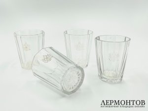 Стаканы с гербом Двуглавый орел. Россия, Императорский стекольный завод, кон. 19 в.