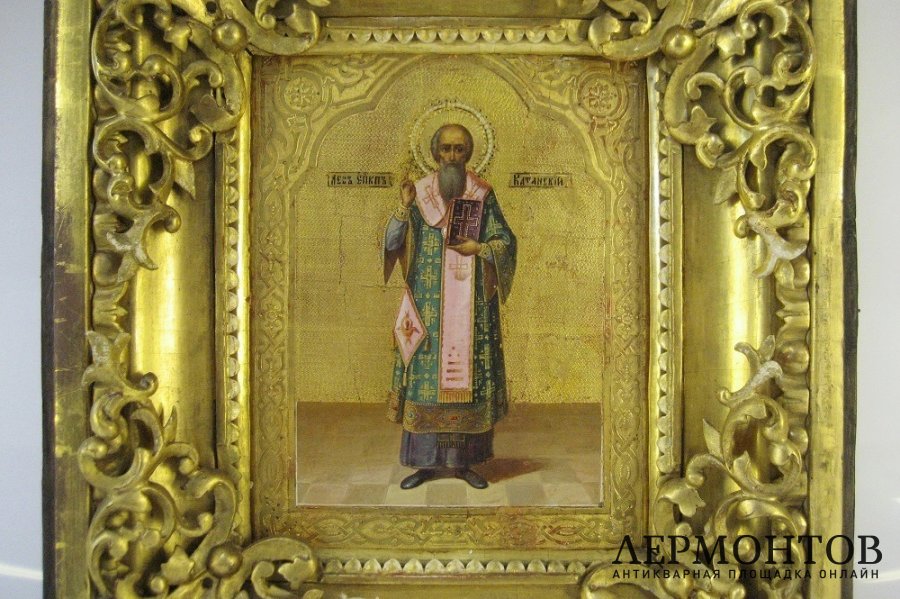 Икона.  Св. Епископ Лев Катанский. Дерево. Российская Империя, XIХ век.