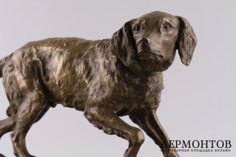 Скульптура Сеттер на потяжке. Россия, авт. мод. А. Обер, 1870-е гг. Бронза Экспертиза