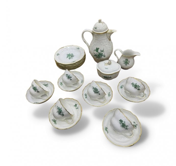 Чайный сервиз на 6 персон с букетами цветов. Фарфор, Meissen, Германия, 20 в.