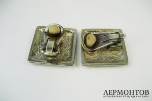 Клипсы. Серебро 950 пробы, эмаль. Франция, Живанши, ХХ век.