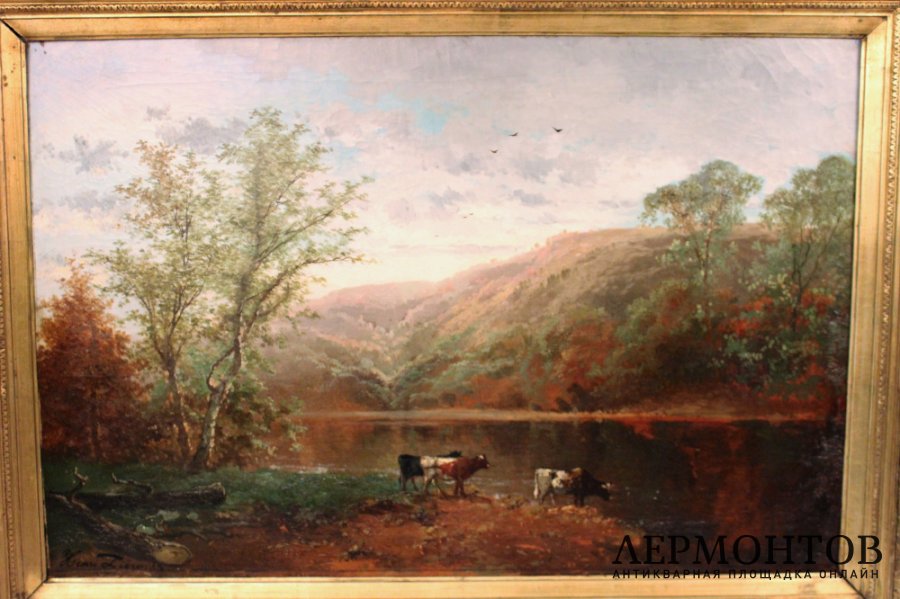 Картина. Пастух. Henri Joseph Pieron. Холст, масло.