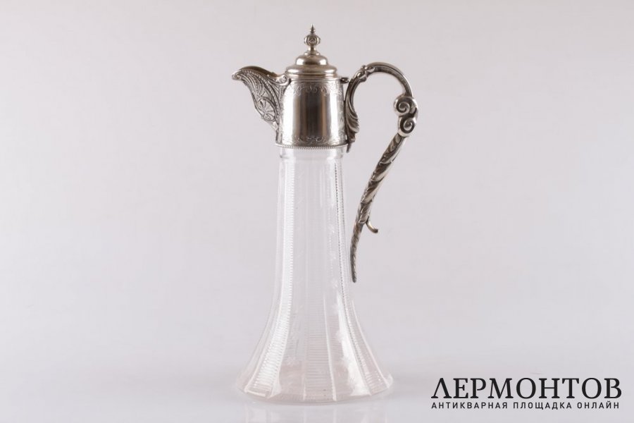 Графин. Серебро 925 пробы, стекло. 1872 год. Англия