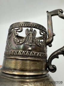 Подстаканник с ангелами и гирляндами. Серебро 84 пробы, А. Иванов, Россия, 1908–1917 годы