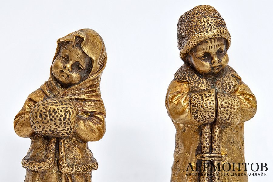 Парные статуэтки Девочка и мальчик. Бронза. Франция, Париж. 19 в. Авт. Мод. J.Guluche.