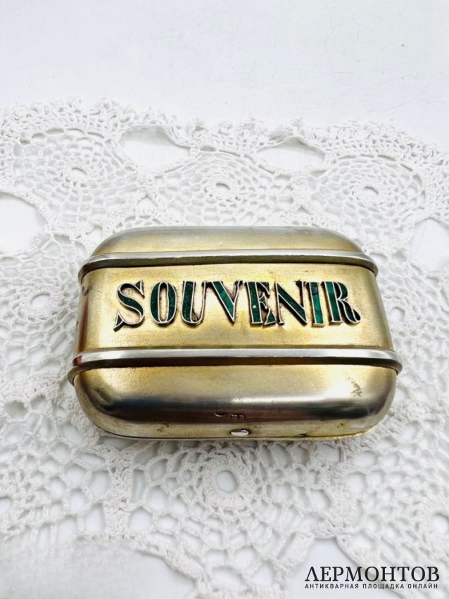 Кошелёк «Souvenir». Серебро 84 пробы, малахит, Россия, 1880-е годы