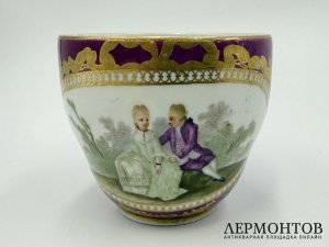 Чашка с галантной сценой. Meissen, 18 век. Фарфор, роспись.