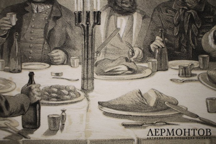 Литография. Рождественский обед союзников близ Севастополя. Симпсон. Лондон, 1855 г.