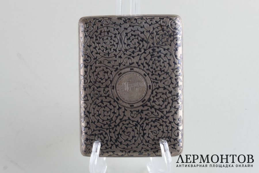 Портсигар. Серебро 84 пробы, чернь. Российская империя, Москва, 1899-1908.