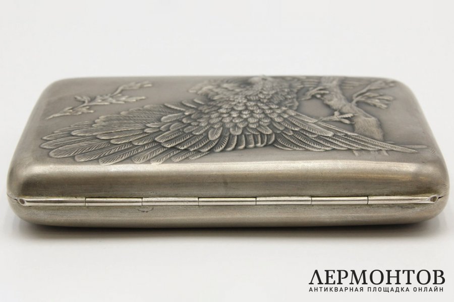 Портсигар Глухарь. Серебро 875 пробы. СССР, Москва, 1953 г.