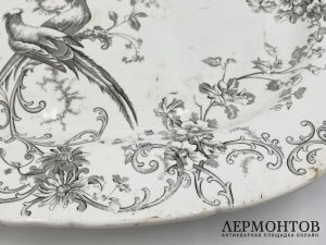 Большое блюдо Птицы. Россия, Гарднер, 1870-80-е гг. Фаянс, печать.