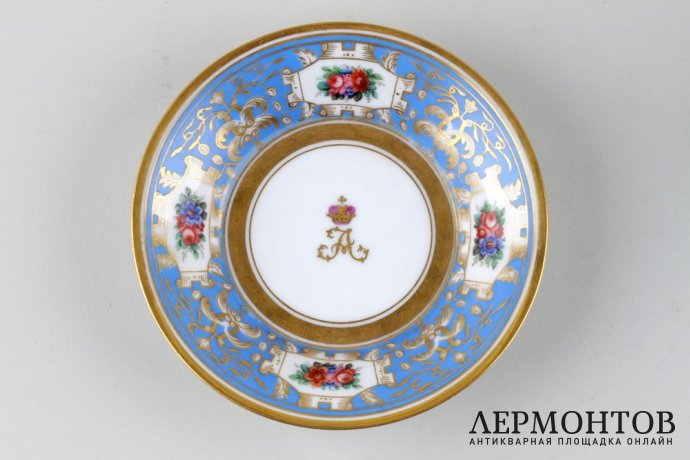 Чайная пара из великокняжеского сервиза Александра II. Фарфор, роспись. ИФЗ, XIX в.