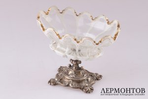 Вазочка со стеклом. 1851 год. Серебро 800. Австрия