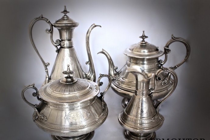  Чайно-кофейный сервиз. Серебро 950 пробы. Франция,19 век