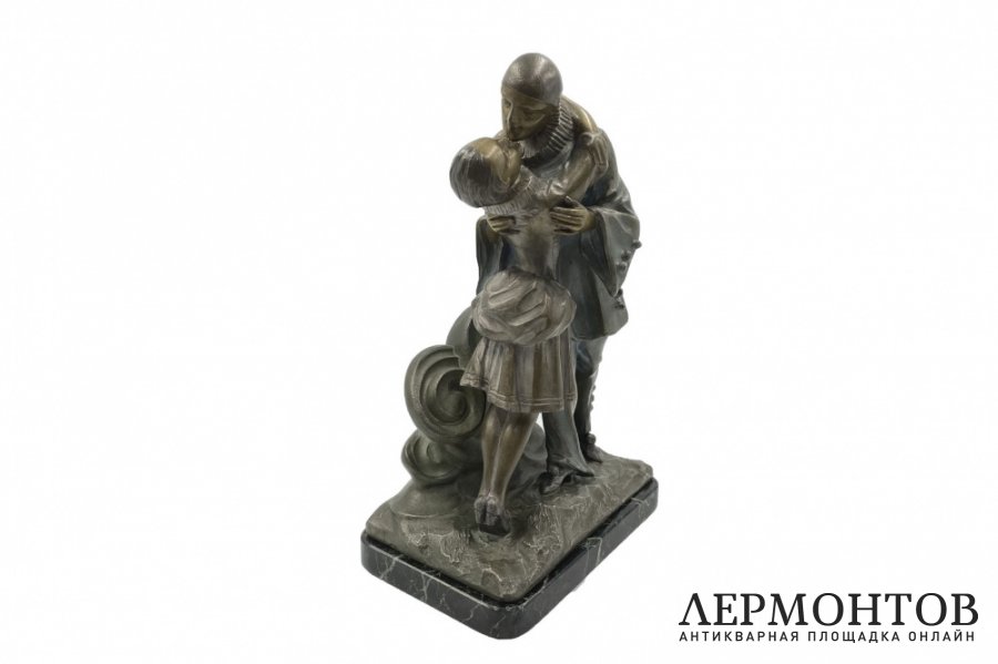Скульптура Пьеро и Коломбина в стиле Ар Деко. Франция, Париж, 1920-1930-е гг.Шпиатр