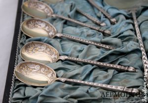 Набор для мороженого Tonnelier. Серебро 950. Франция