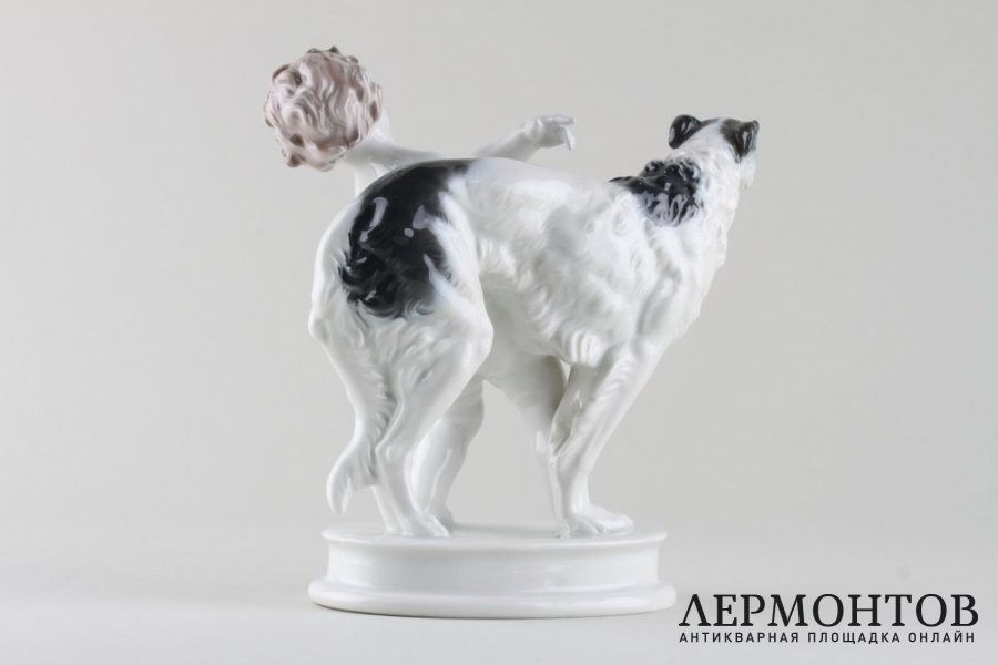 Статуэтка. Путти и русская борзая. Фарфор. Rosenthal. XX в.