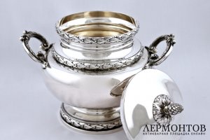 Чайно-кофейный сервиз на подносе. Серебро 800 пробы. Бельгия