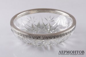 Набор вазочек для сервировки. Серебро 800, хрусталь. Польша