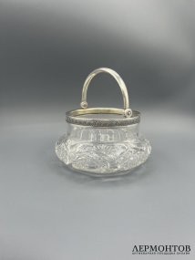 Ваза-конфетница. Хрусталь, серебро 84 пробы, Россия, 1908–1917 годы