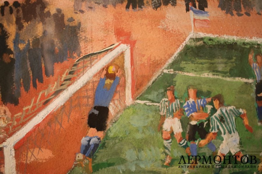 Картина. Футбольный матч. 1939 г.  Смешанная техника. Неизвестный художник. 