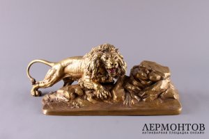 Чернильница Лев. Бронза, золочение. Европа, 19 век