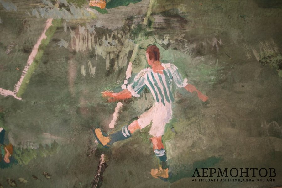 Картина. Футбольный матч. 1939 г.  Смешанная техника. Неизвестный художник. 