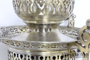 Массивная лампада, русский стиль. Серебро 84 пробы. Россия, 1870 г.