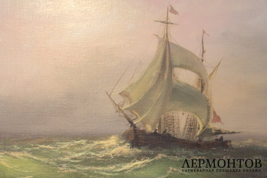 Морской пейзаж. Корабль на волнах. Холст, масло. 2006 год.