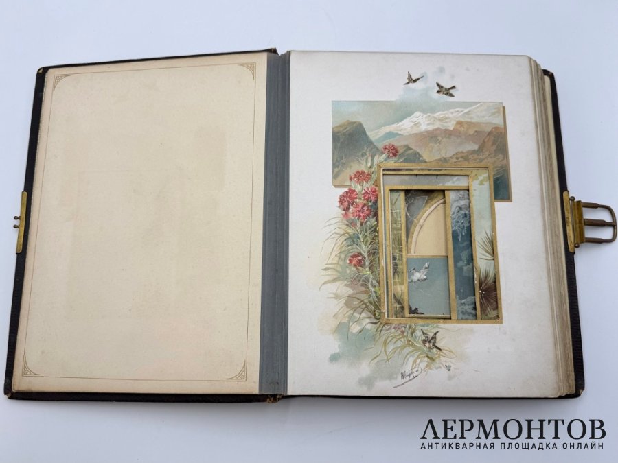 Альбом для фотографий с хромолитографиями художника Н. Каразина. Россия, 1900-е гг.