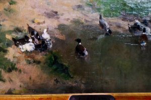 Картина Пейзаж с утками. C. Courto. Франция