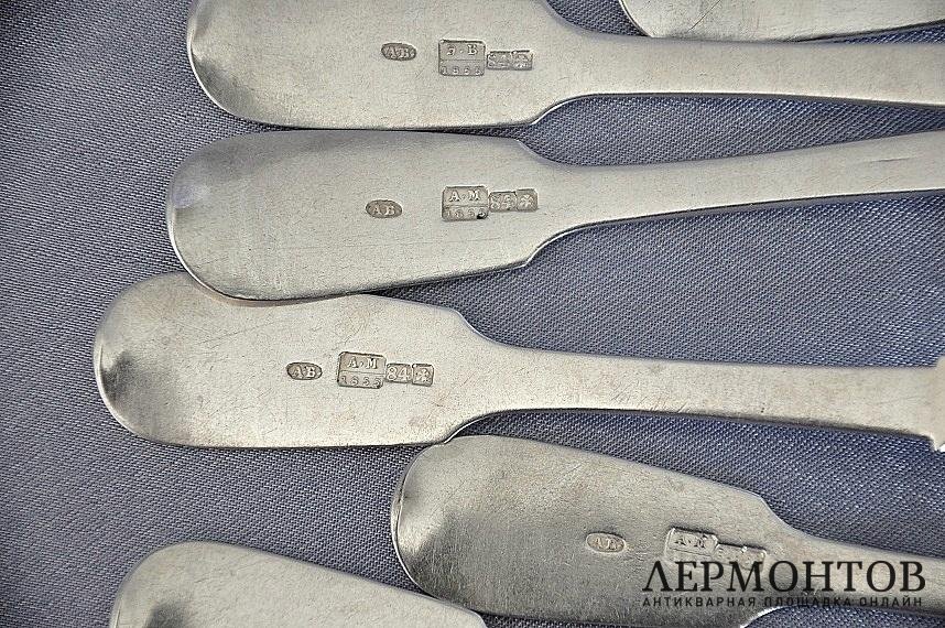 Набор десертных ложек. Серебро 84. Российская империя