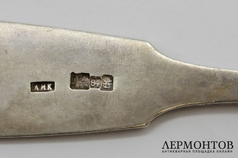Три столовых ложки, комплект. Серебро 84 пр. Россия, 1889 г.