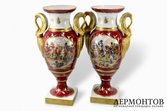 Коллекционные вазы. Наполеоника. Фарфор, деколь. Франция, XX в.