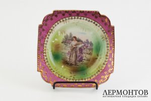 Тарелка Жницы. СССР, Дмитровская фабрика в Вербилках Фарфортрест, 1920-1930 гг.