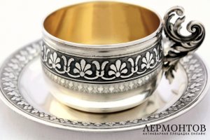 Кофейная пара в футляре. Серебро 950. Франция