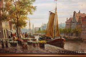 Картина. Цветочный рынок. Алоис Нитце. Холст, масло. Германия