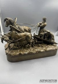 Скульптура «Зимняя тройка». Бронза, предположительно скульптор Е. И. Напс, Россия, 19 век