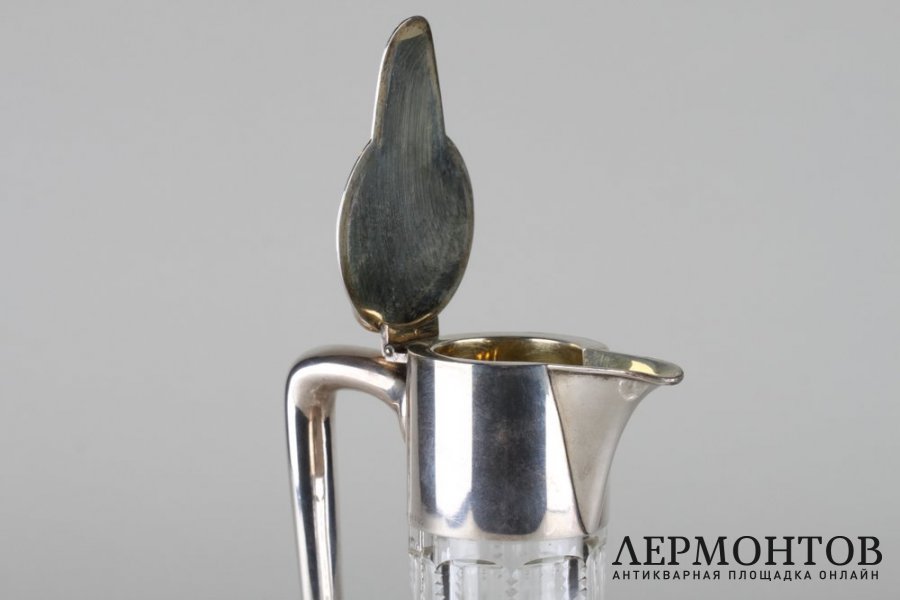 Графин. Серебро 800 пробы, хрусталь. Германия, H.Schapek, начало 20 века.