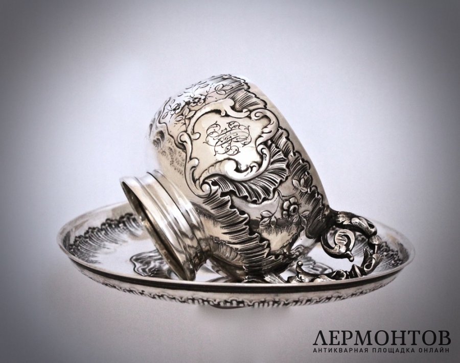 Серебряная кофейная пара. Франция. Серебро 950 пробы