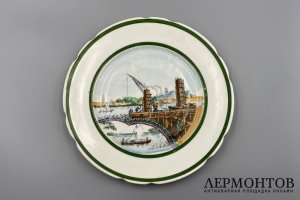 Тарелка Новгородская стройка. СССР, 1930-е годы, фарфоровый завод Пролетарий. 