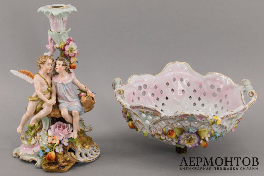Ваза для фруктов Амур и Психея. Фарфор, роспись. Германия, Ширхольц, 1867 - 1911.